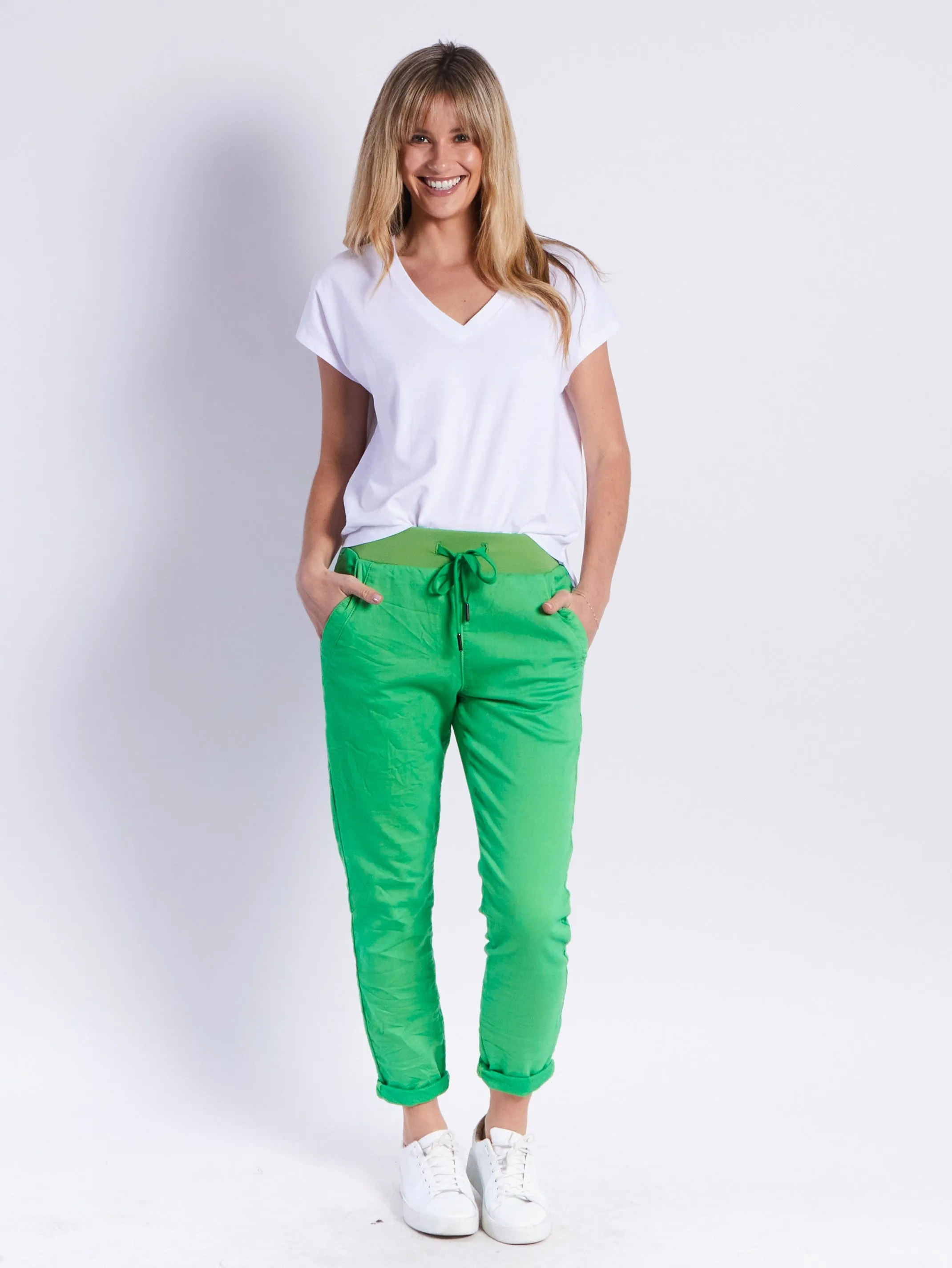 Riley Denim Joggers - Green