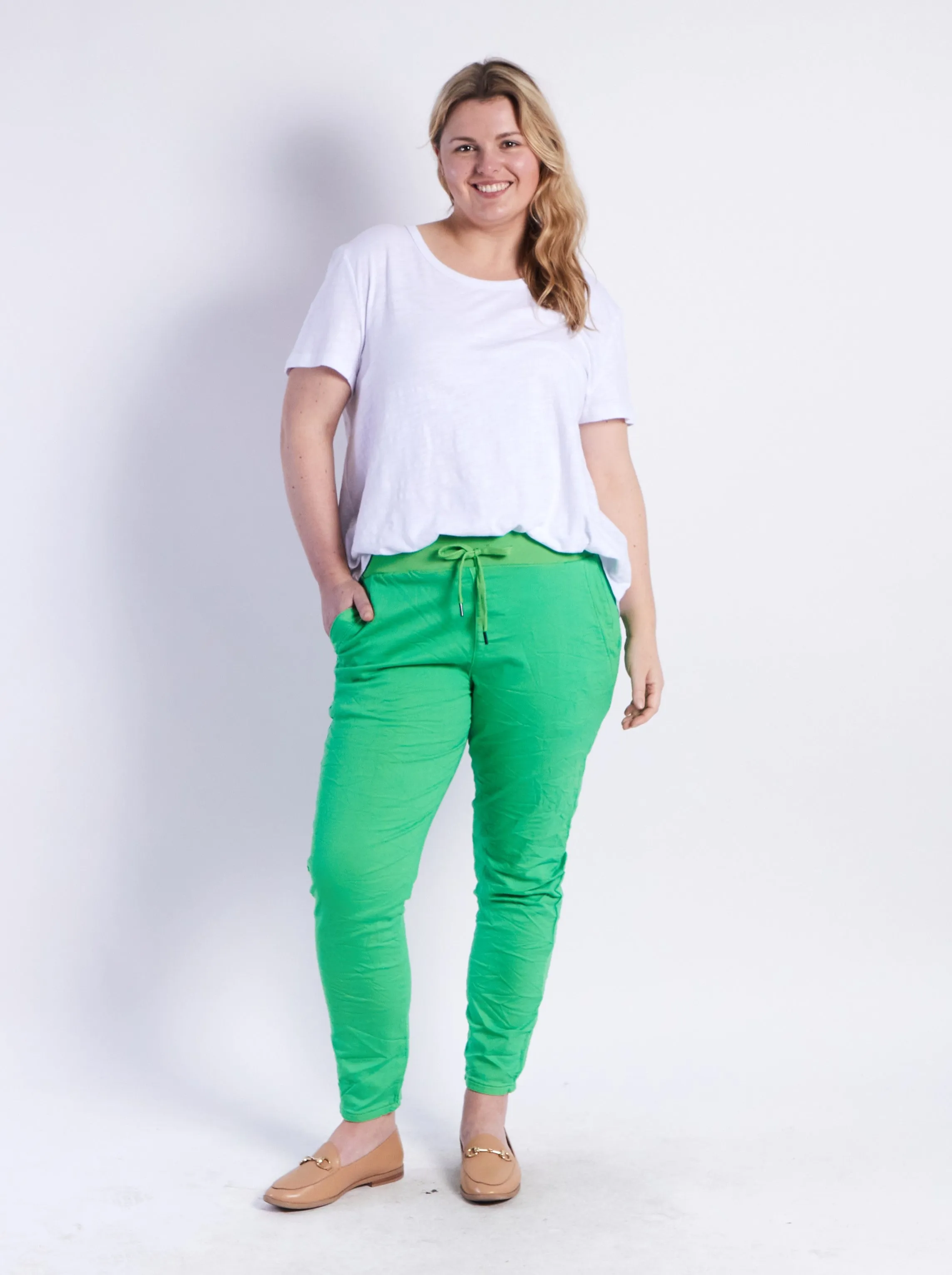 Riley Denim Joggers - Green