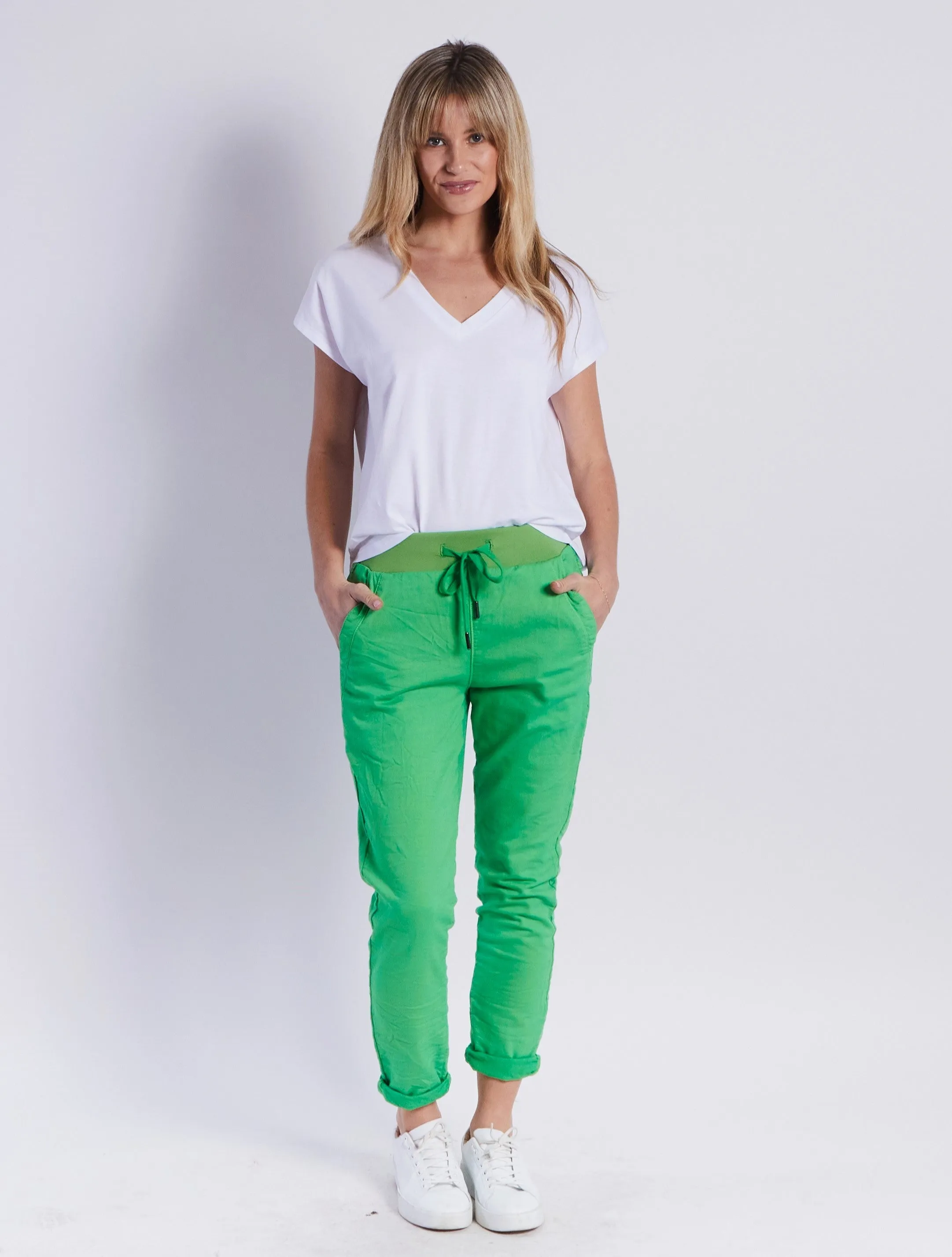 Riley Denim Joggers - Green