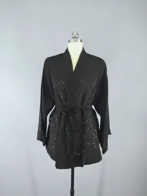 Sequined Silk Sari Cardigan Kimono