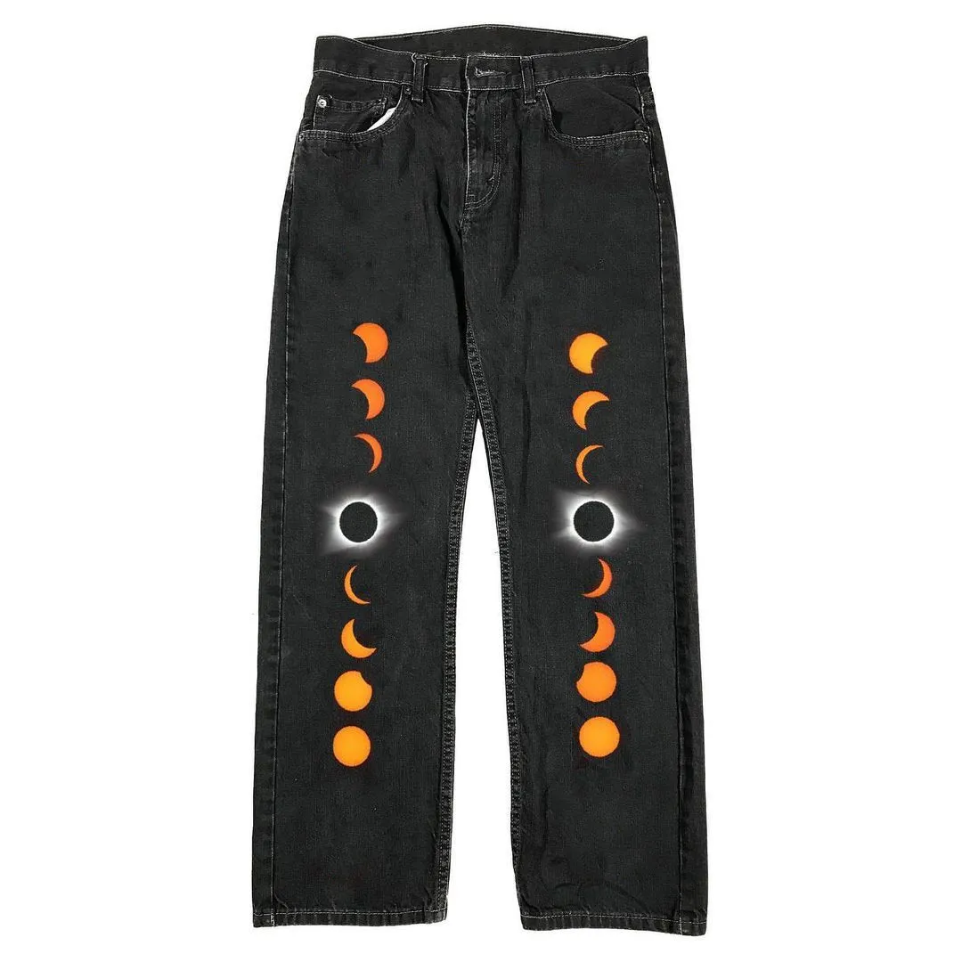 Starry sky fashion retro print jeans