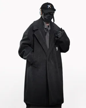 Techwear Loose Casual Woolen Long Coat