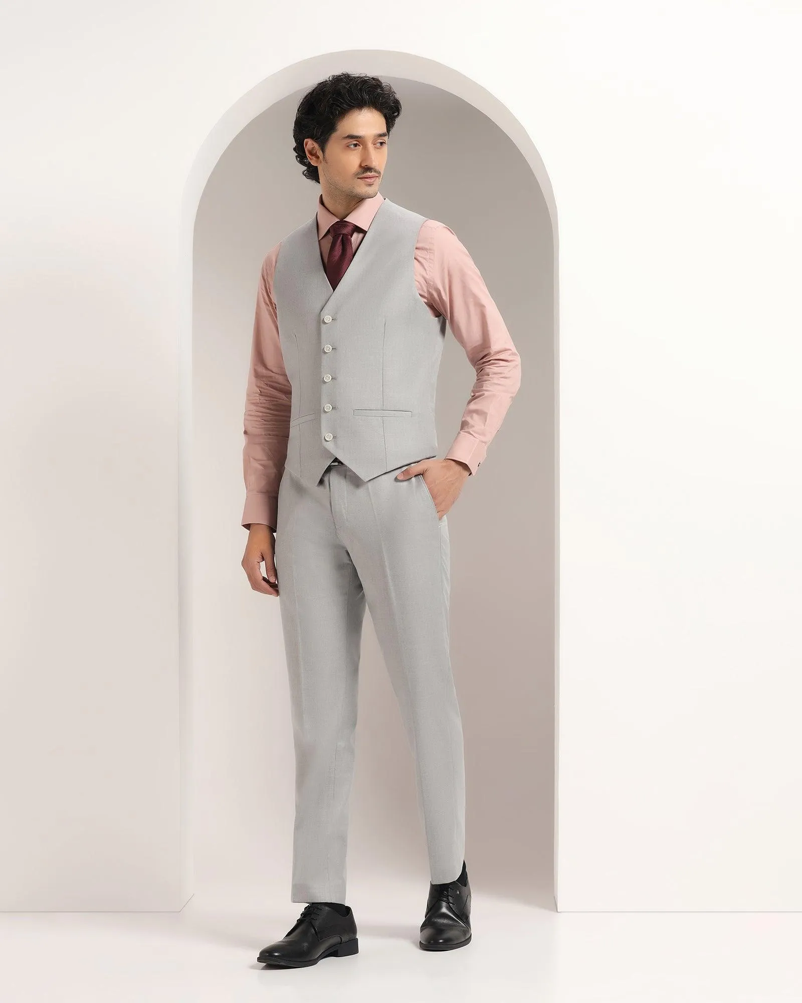 Three Piece Grey Striped Formal Suit - Strippey