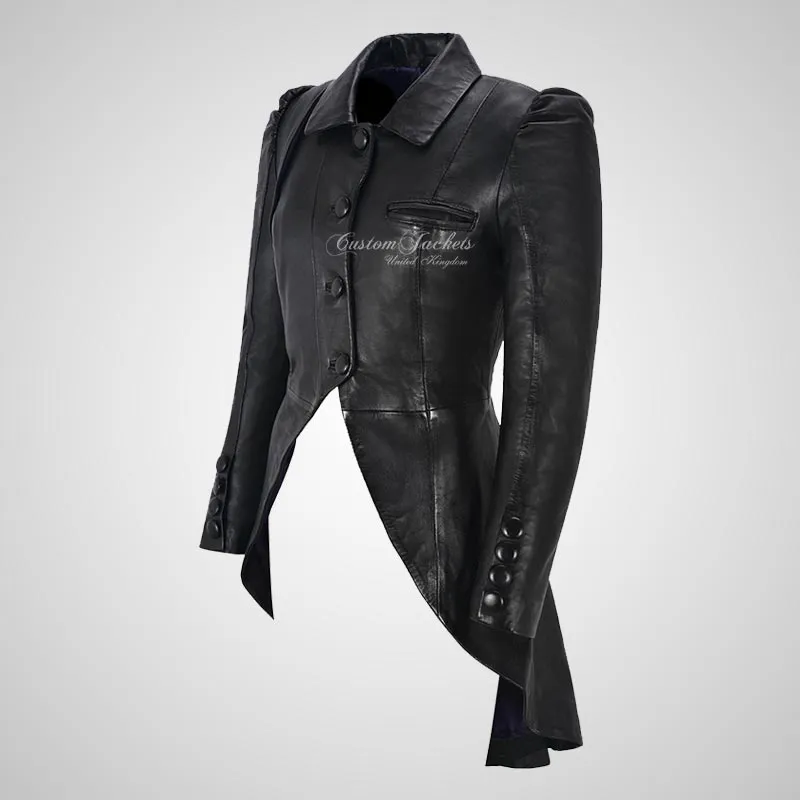 URBAN ELEGANCE Women Dove Tail Leather Coat