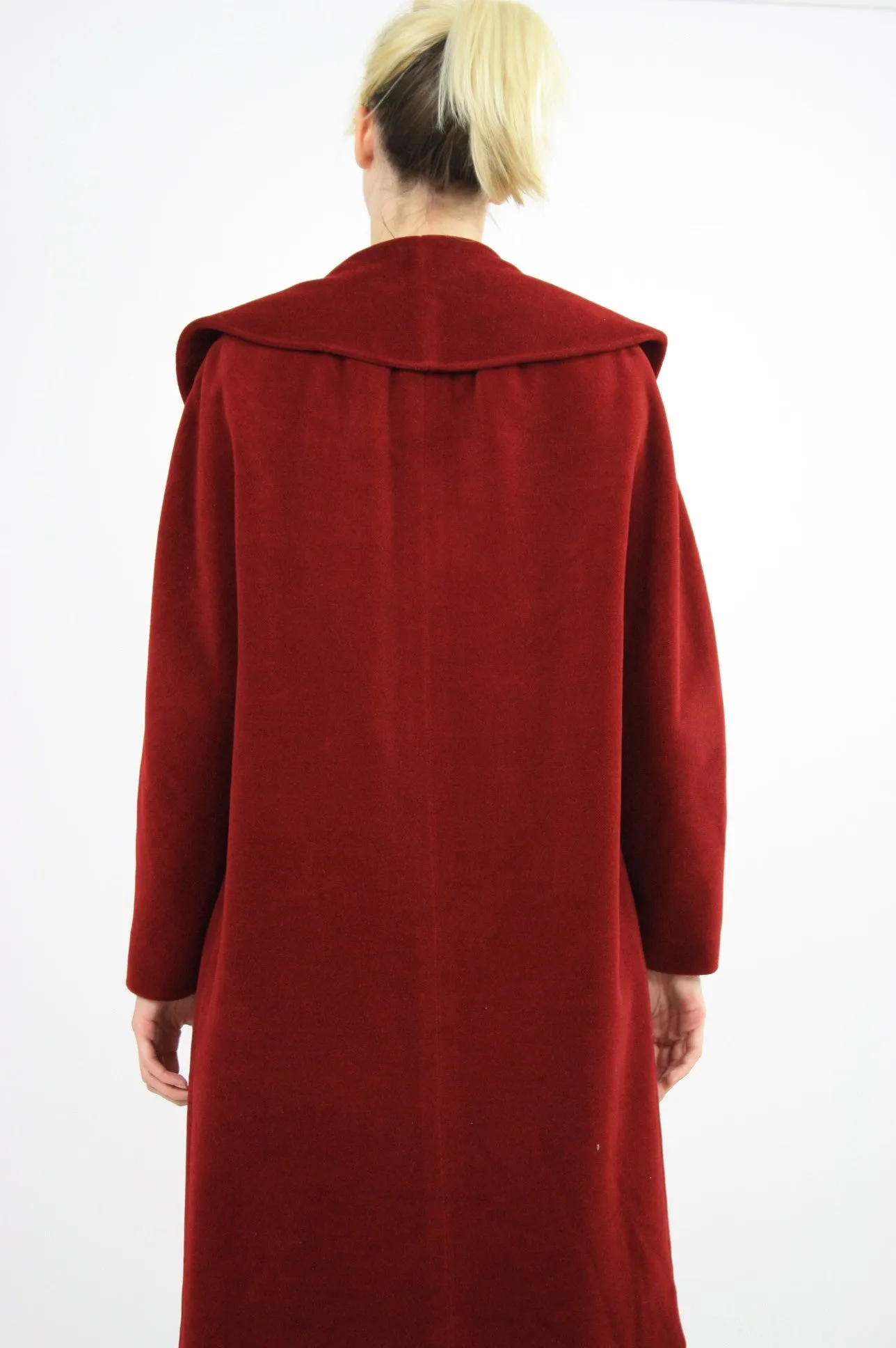 Vintage 50s Red wool swing coat Forstmann Fleur de Lis