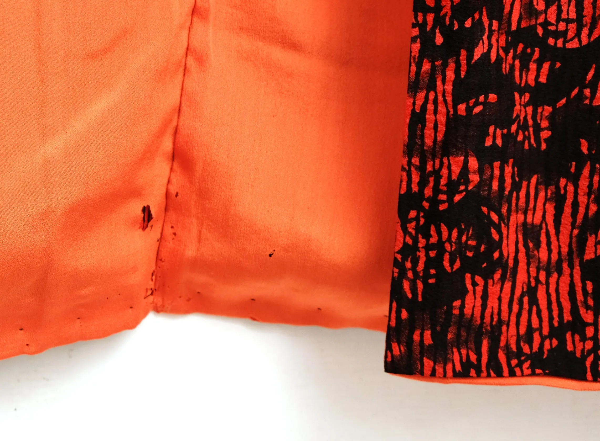 Vintage Kimono in Red and Black Floral Silk