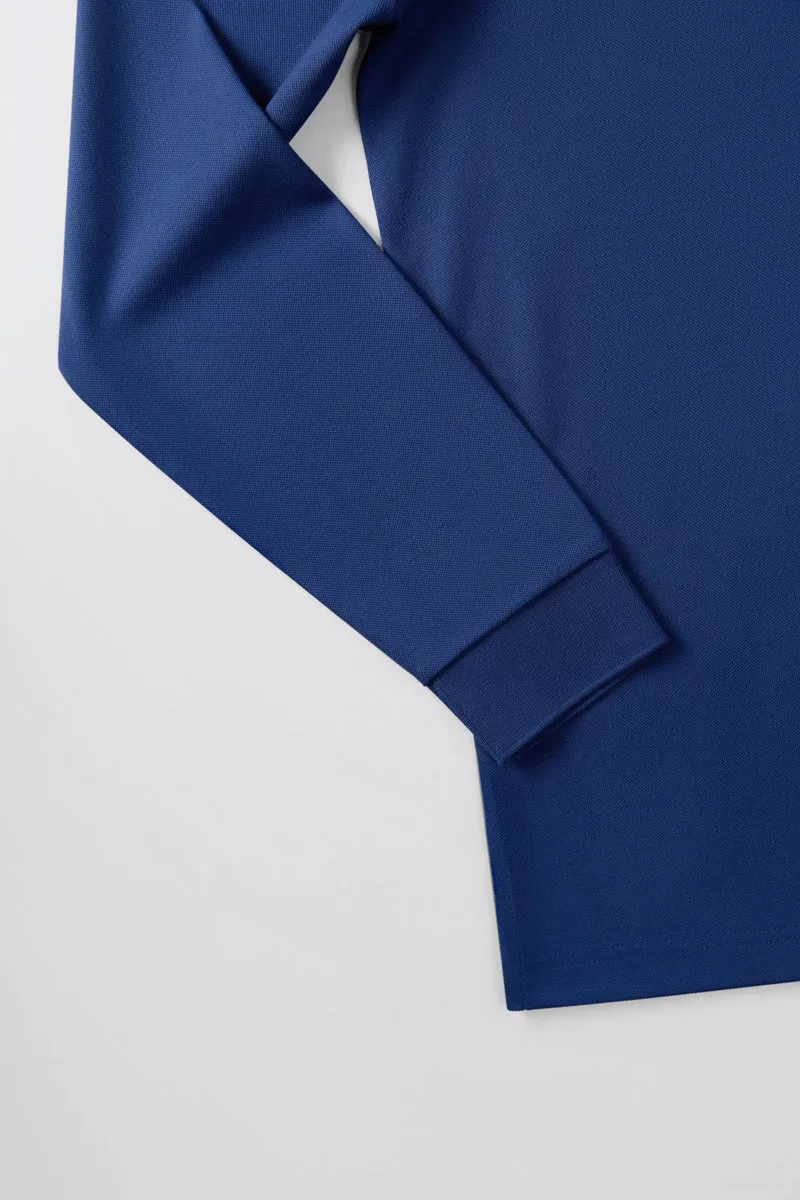 VISDRY™ Pique Long Sleeve Polo | Blue NYE073