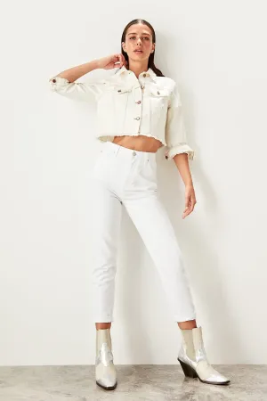 Women's Casual Cotton High-Waist Jeans