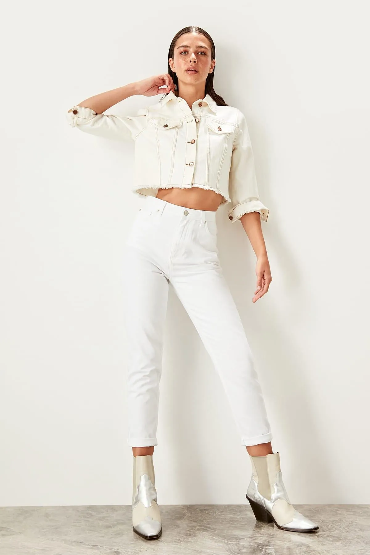 Women's Casual Cotton High-Waist Jeans
