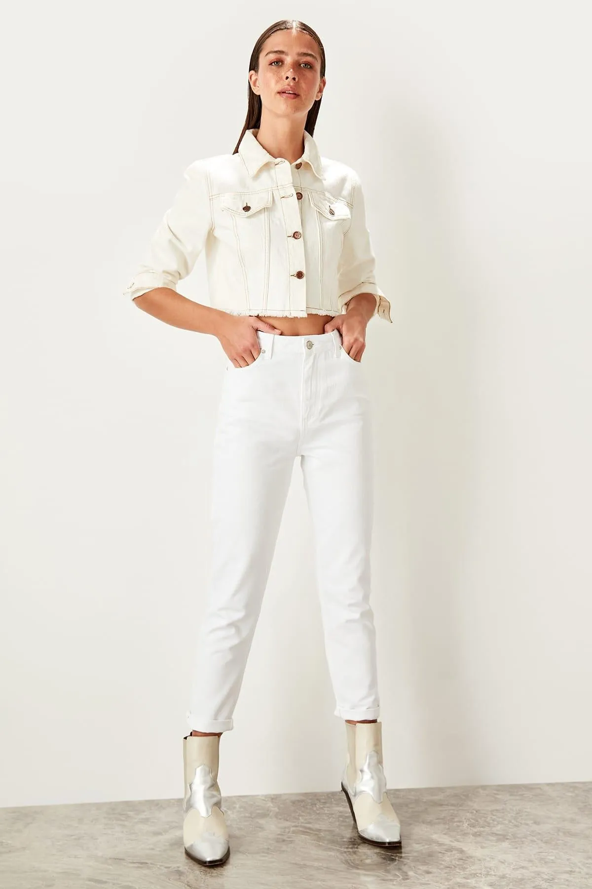 Women's Casual Cotton High-Waist Jeans