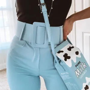 Women's Casual High Waist Belted Slim Pants