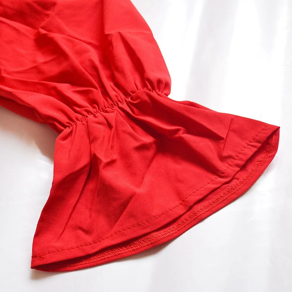 Women's Off Shoulder Long Sleeve Solid Skinny Two-Piece Dress
