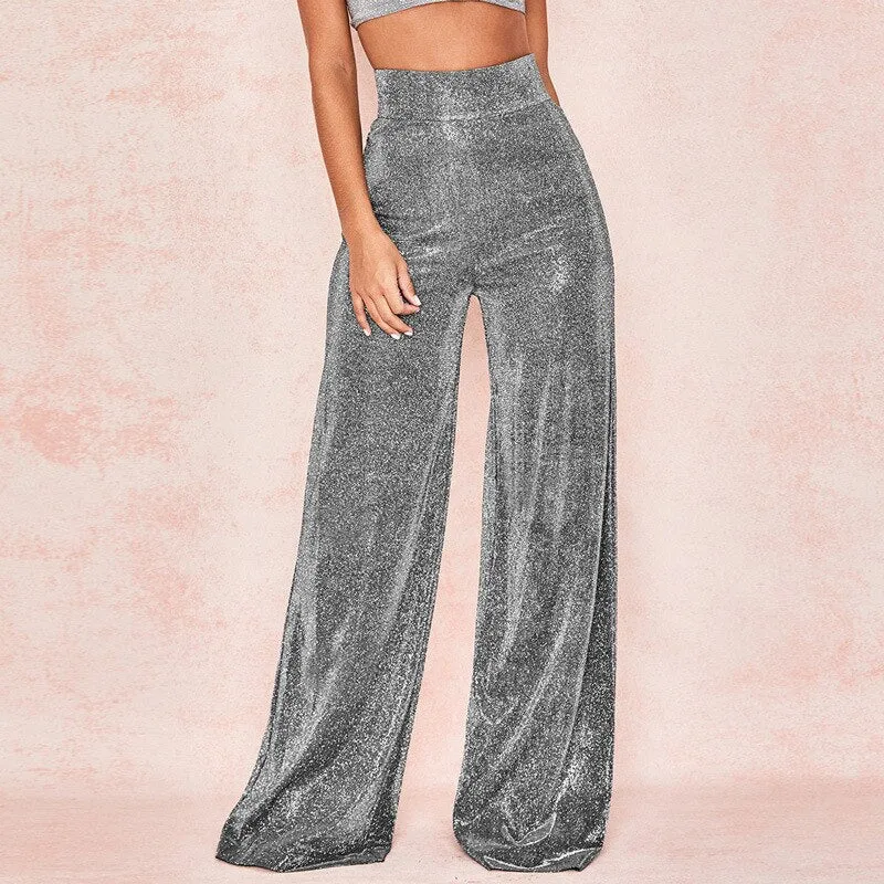 Women's Sequined Loose High-Waist Pants