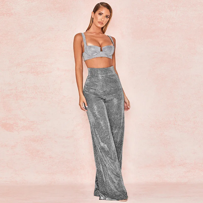 Women's Sequined Loose High-Waist Pants