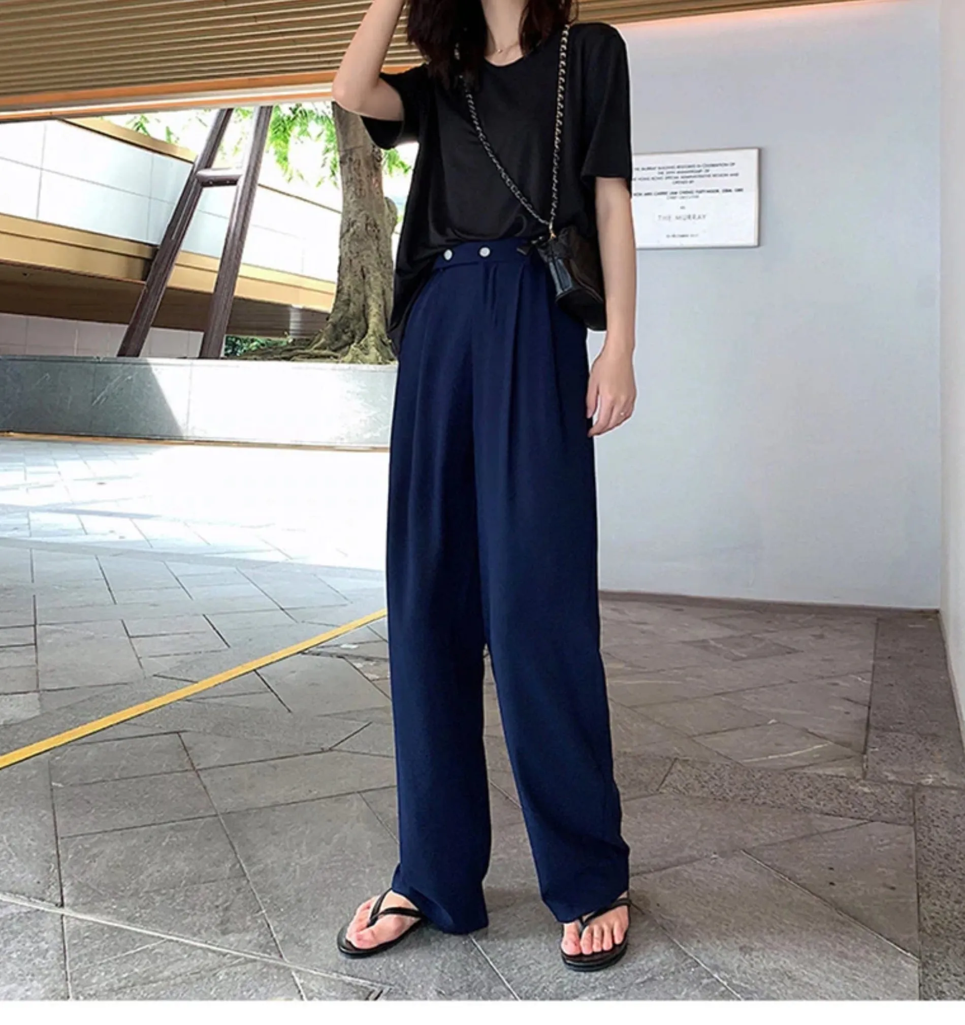 Women's Summer Casual Loose Long High Waist Pants