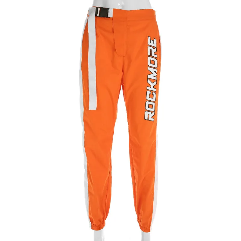 Women's Summer High-Waist Buckle Belt Fitness Joggers