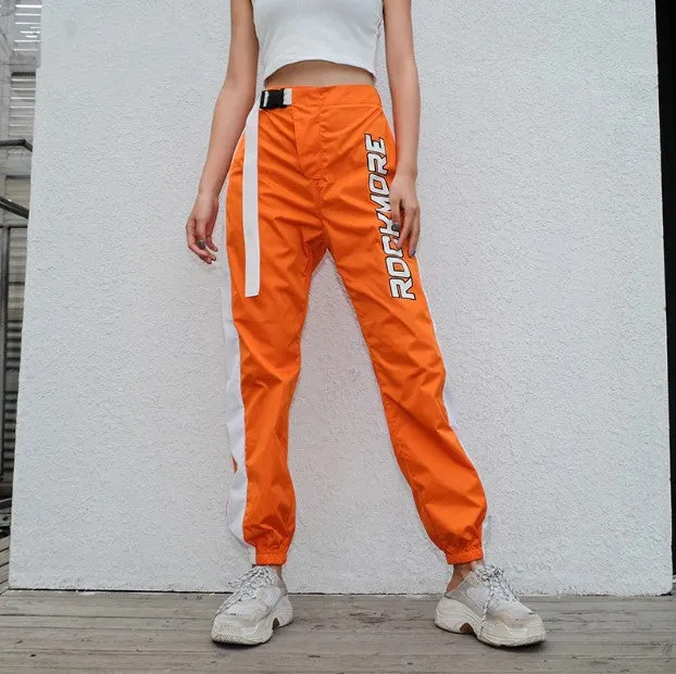 Women's Summer High-Waist Buckle Belt Fitness Joggers