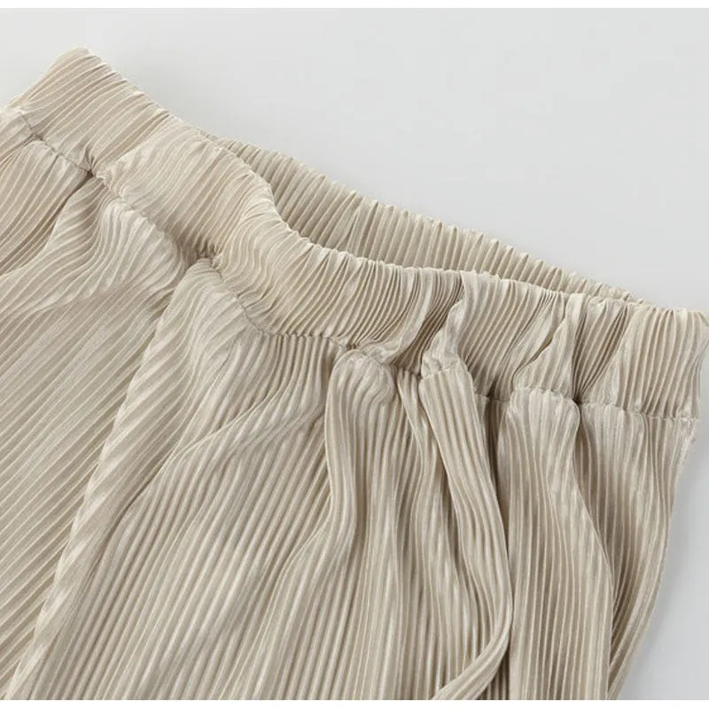 Women's Summer High-Waist Loose Satin Pants