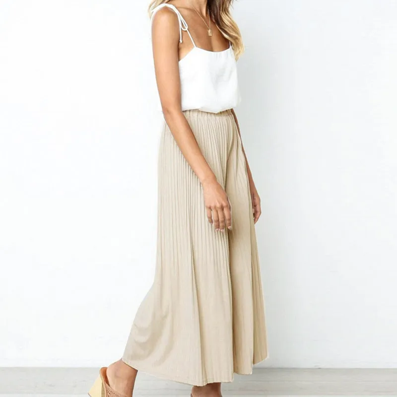 Women's Summer High-Waist Loose Satin Pants