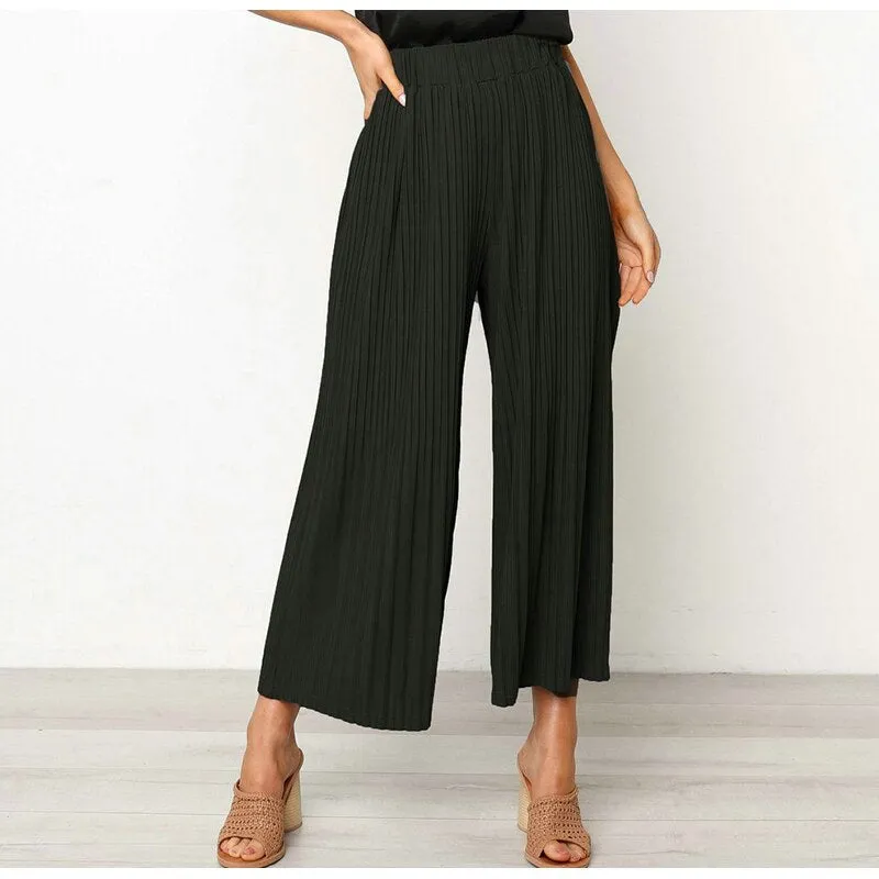 Women's Summer High-Waist Loose Satin Pants