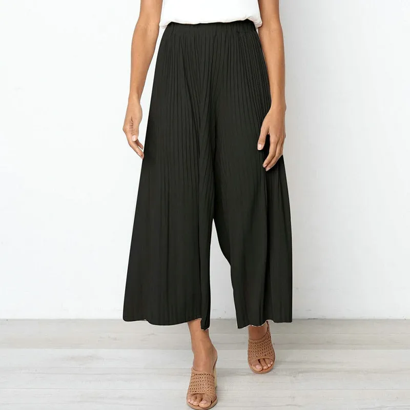 Women's Summer High-Waist Loose Satin Pants