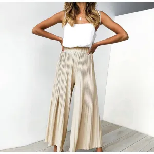 Women's Summer High-Waist Loose Satin Pants