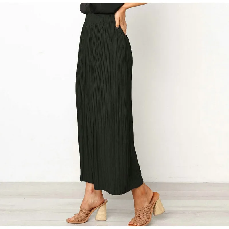 Women's Summer High-Waist Loose Satin Pants