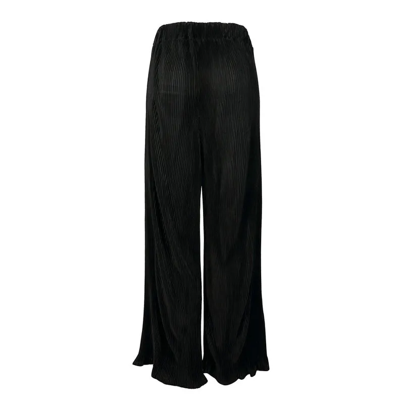 Women's Summer High-Waist Loose Satin Pants