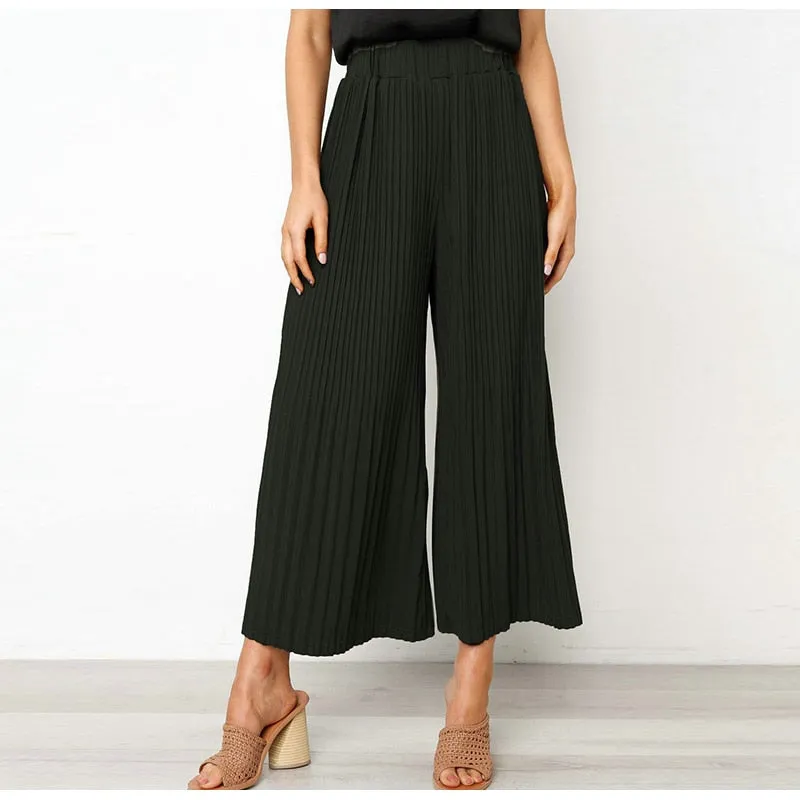 Women's Summer High-Waist Loose Satin Pants
