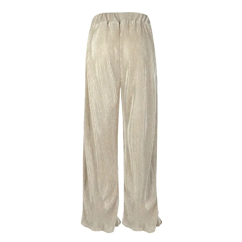 Women's Summer High-Waist Loose Satin Pants