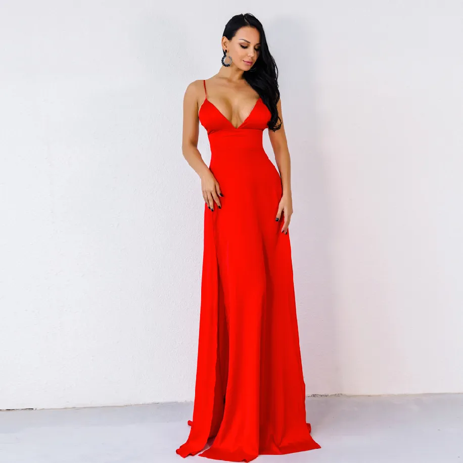 Women's Summer V-Neck Sleeveless Floor-Length Dress
