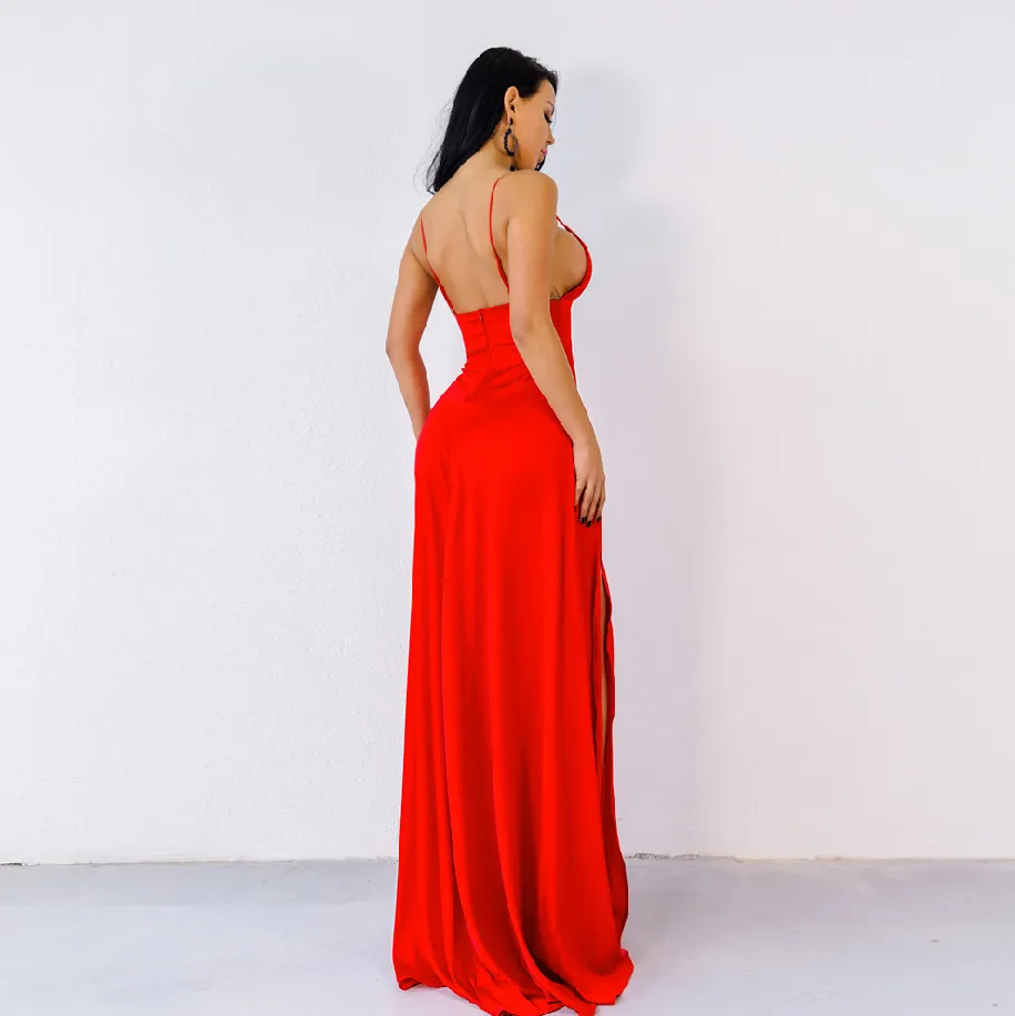Women's Summer V-Neck Sleeveless Floor-Length Dress