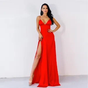 Women's Summer V-Neck Sleeveless Floor-Length Dress