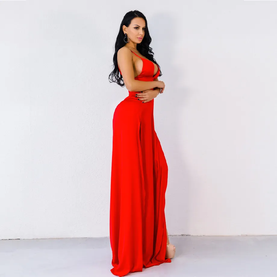 Women's Summer V-Neck Sleeveless Floor-Length Dress