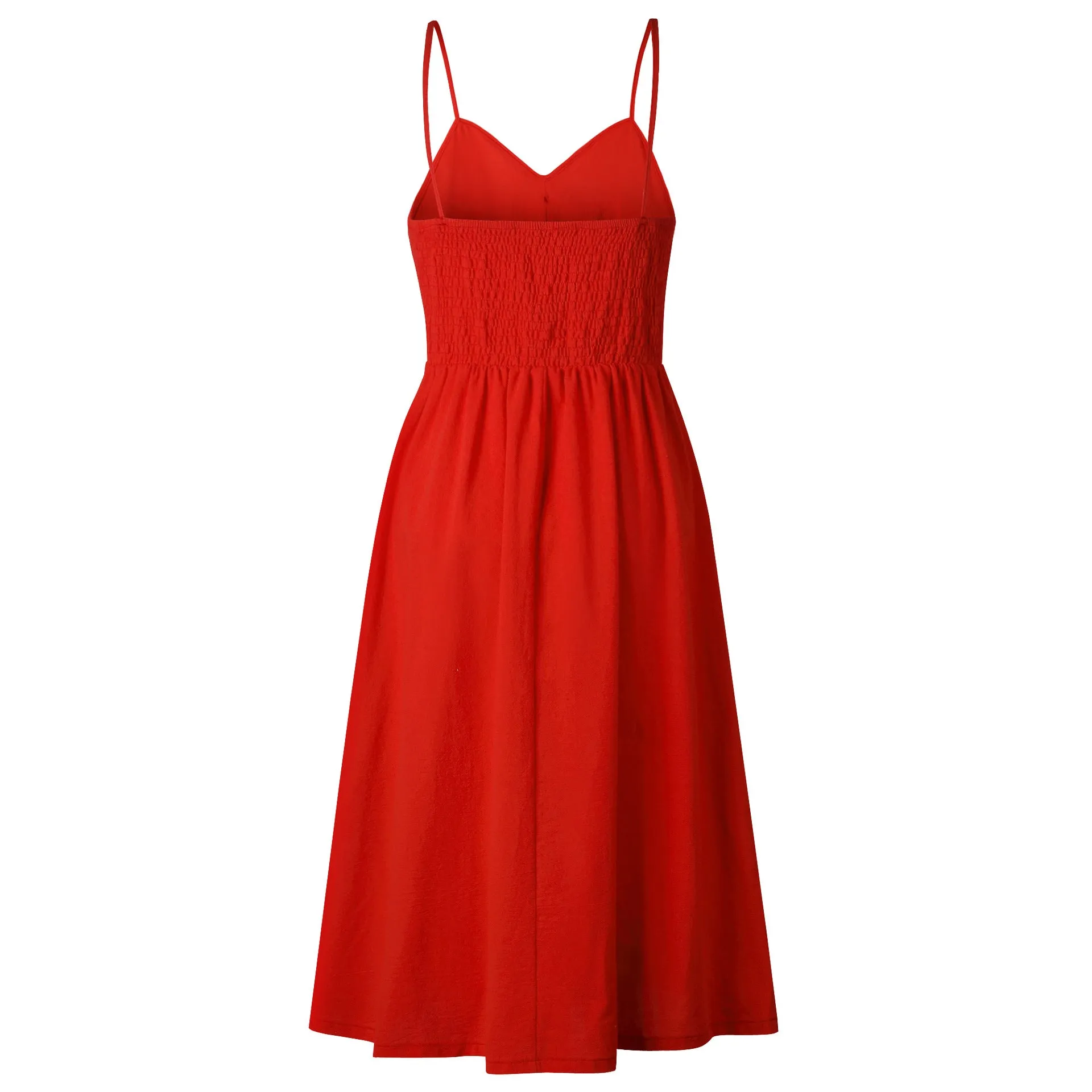 Women's Summer Vintage A-Line Strappy Backless Beach Dress