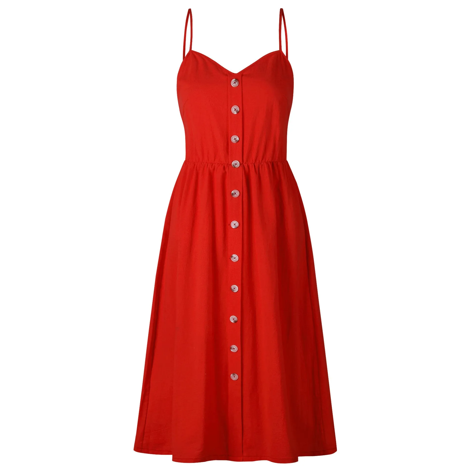 Women's Summer Vintage A-Line Strappy Backless Beach Dress