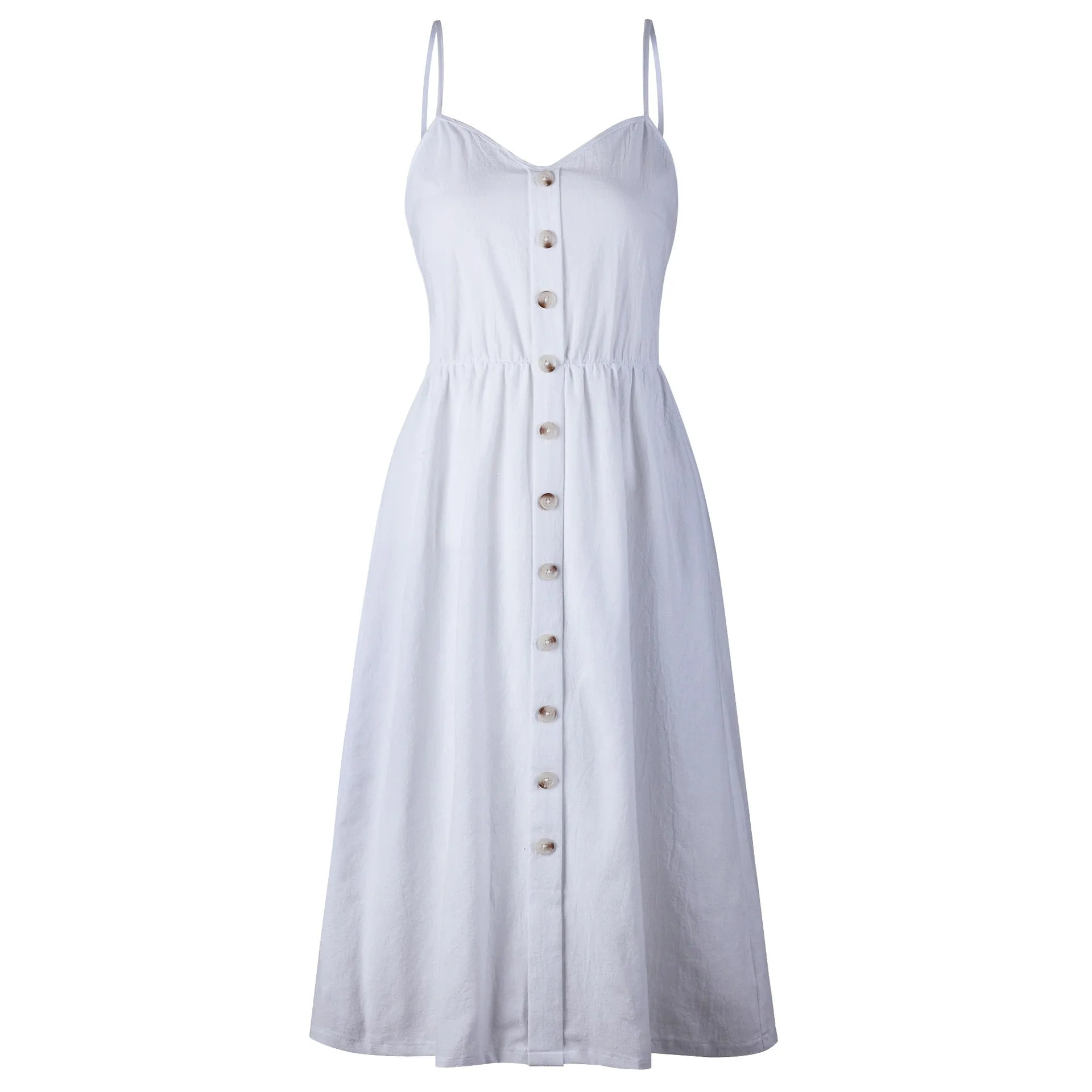 Women's Summer Vintage A-Line Strappy Backless Beach Dress