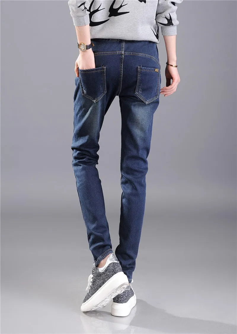 Women's Winter High Waist Velvet Jeans