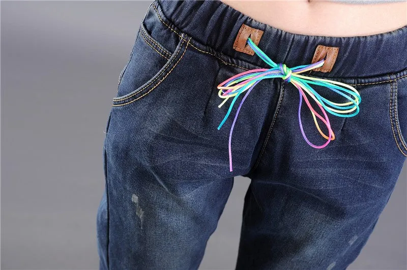 Women's Winter High Waist Velvet Jeans