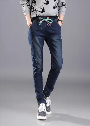 Women's Winter High Waist Velvet Jeans