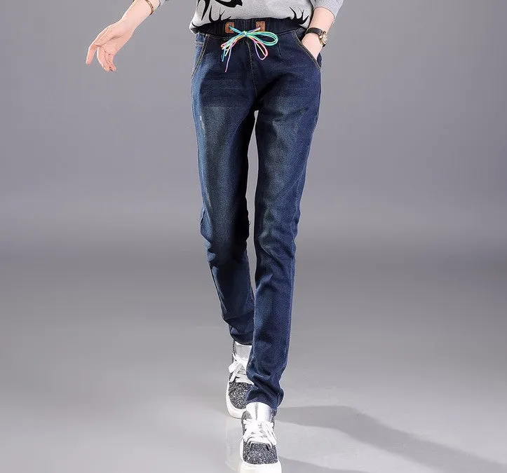 Women's Winter High Waist Velvet Jeans