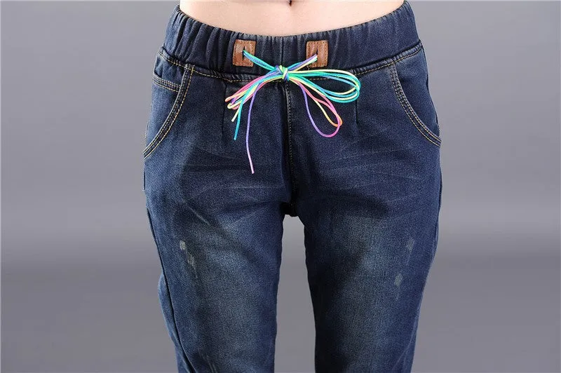 Women's Winter High Waist Velvet Jeans