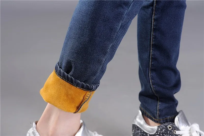 Women's Winter High Waist Velvet Jeans