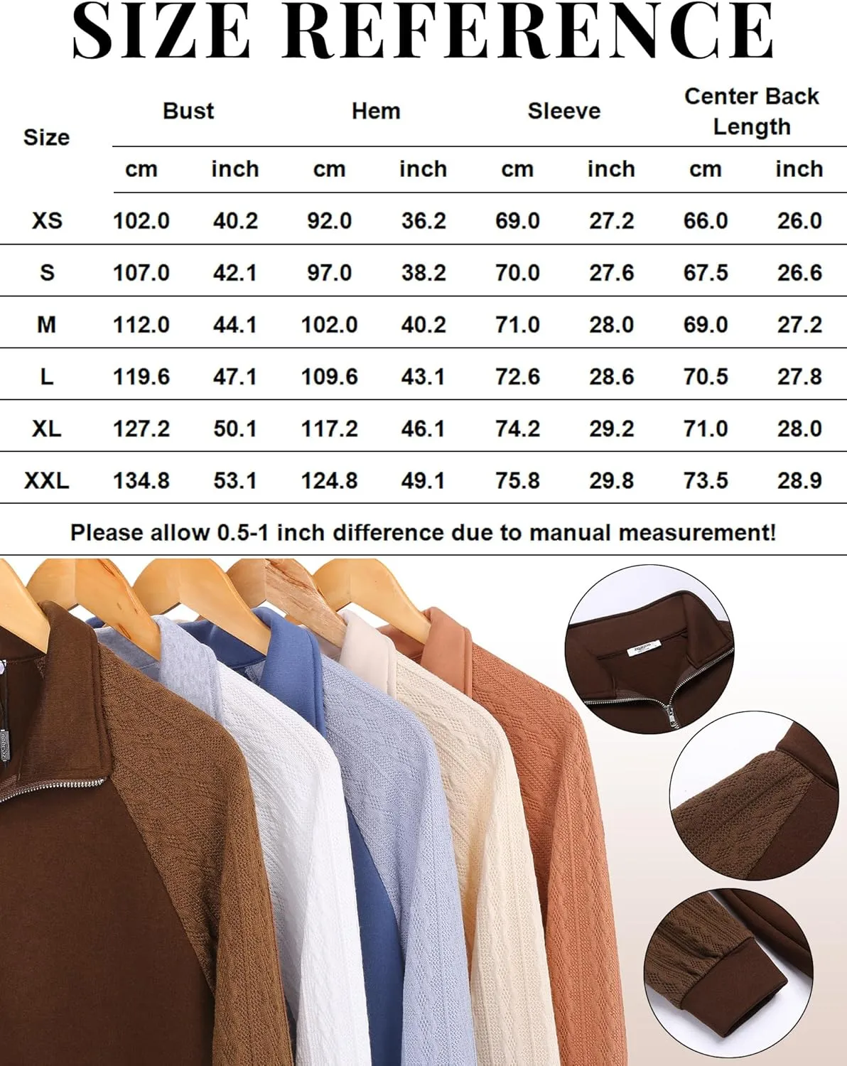 Zeagoo Women's Sweatshrits Quarter Zip Pullover Casual Cable Outfits
