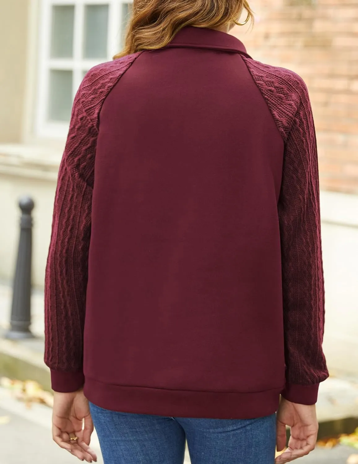 Zeagoo Women's Sweatshrits Quarter Zip Pullover Casual Cable Outfits